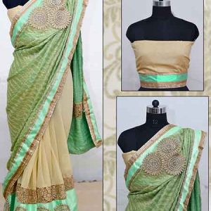 Women'S Multi Colored Party Wear Georgette Embroidery Saree
