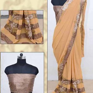 Women'S Multi Colored Party Wear Georgette Sequence Saree