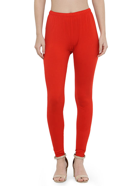 Red Color 4 Way Cotton Lycra Ankle length Leggings