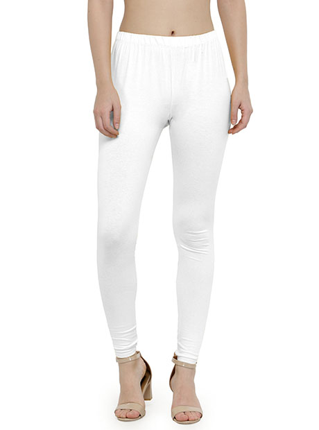 White Color 4 Way Cotton Lycra Ankle length Leggings