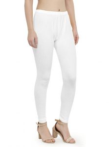 White Color 4 Way Cotton Lycra Ankle length Leggings