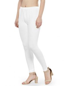 White Color 4 Way Cotton Lycra Ankle length Leggings