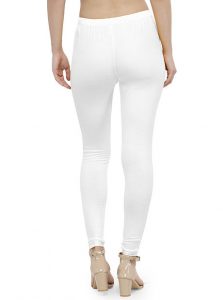 White Color 4 Way Cotton Lycra Ankle length Leggings