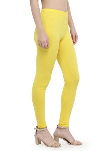 Yellow Color 4 Way Cotton Lycra Ankle length Leggings