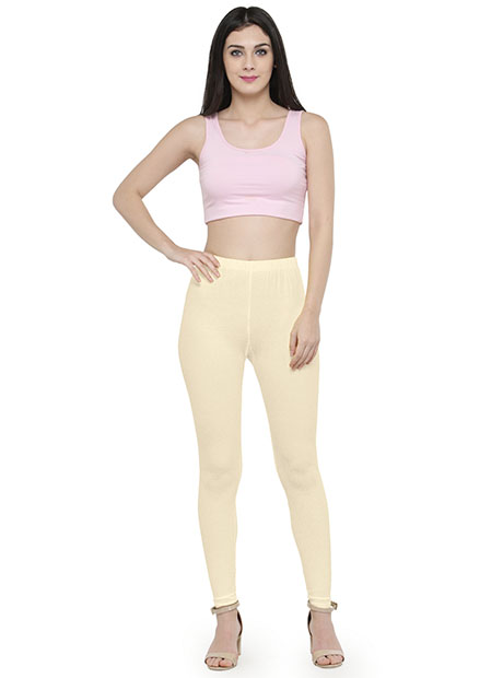 Buy online Aaritra Fashion 4 Way Lycra Ankle Length Leggings - White-AF102XL