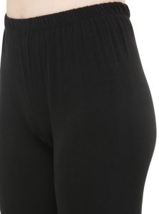 Black Color 4 Way Cotton Lycra Ankle length Leggings