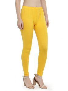 Mustard Color 4 Way Cotton Lycra Ankle length Leggings