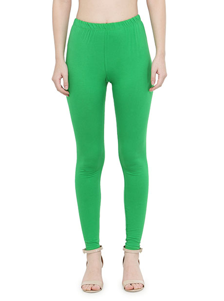 Green Color 4 Way Cotton Lycra Ankle length Leggings