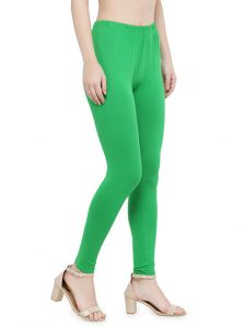 Green Color 4 Way Cotton Lycra Ankle length Leggings
