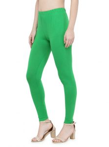 Green Color 4 Way Cotton Lycra Ankle length Leggings