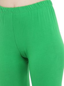 Green Color 4 Way Cotton Lycra Ankle length Leggings