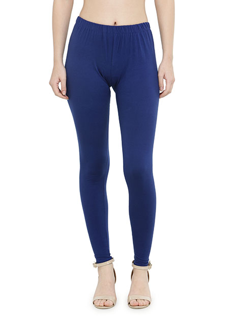 Blue Color 4 Way Cotton Lycra Ankle length Leggings