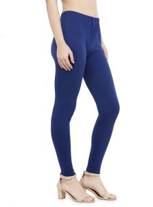 Blue Color 4 Way Cotton Lycra Ankle length Leggings