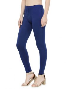 Blue Color 4 Way Cotton Lycra Ankle length Leggings