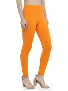 Orange Color 4 Way Cotton Lycra Ankle length Leggings