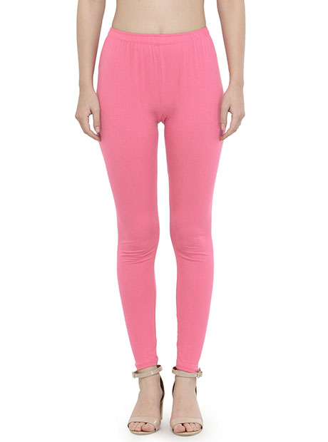 Pink Color 4 Way Cotton Lycra Ankle length Leggings