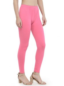 Pink Color 4 Way Cotton Lycra Ankle length Leggings
