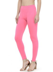 Pink Color 4 Way Cotton Lycra Ankle length Leggings