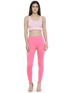 Pink Color 4 Way Cotton Lycra Ankle length Leggings