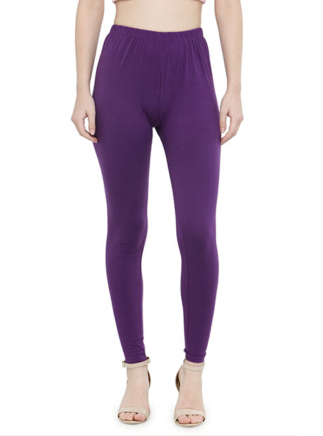 Purple Color 4 Way Cotton Lycra Ankle length Leggings