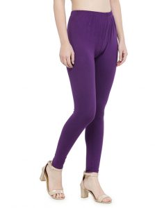 Purple Color 4 Way Cotton Lycra Ankle length Leggings