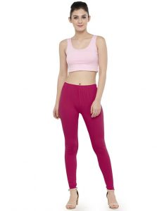 Fuschia Color 4 Way Cotton Lycra Ankle length Leggings