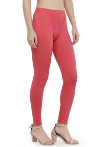 Peach Color 4 Way Cotton Lycra Ankle length Leggings