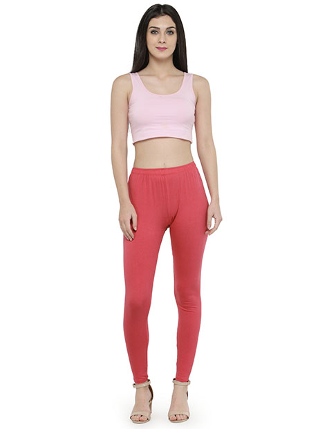 Peach Color 4 Way Cotton Lycra Ankle length Leggings