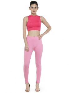 Light-Pink Color 4 Way Cotton Lycra Ankle length Leggings