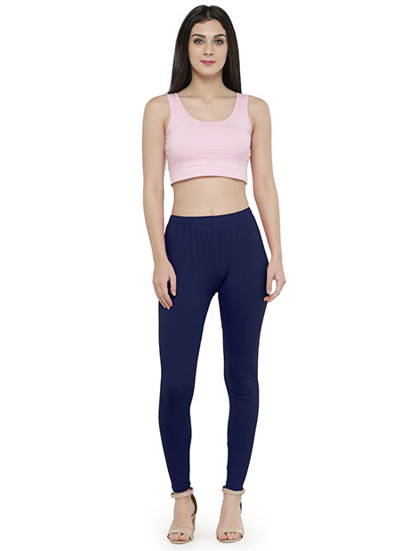 Dark-Blue Color 4 Way Cotton Lycra Ankle length Leggings