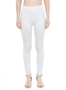 White Color 4 Way Cotton Lycra Churidar Leggings