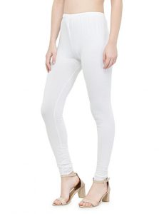 White Color 4 Way Cotton Lycra Churidar Leggings