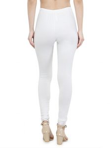 White Color 4 Way Cotton Lycra Churidar Leggings