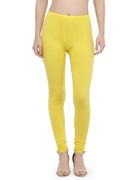 Yellow Color 4 Way Cotton Lycra Churidar Leggings