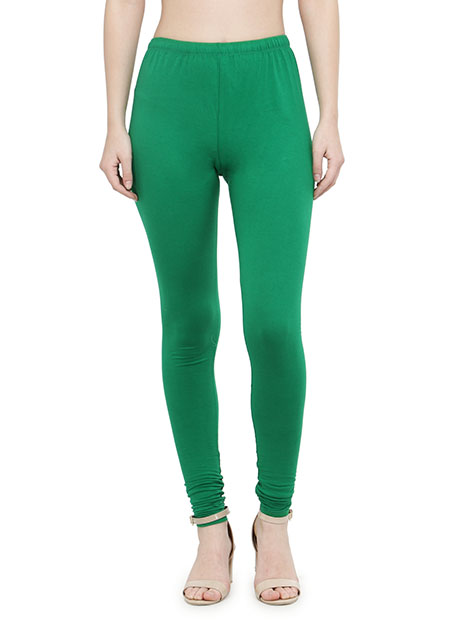 Dark-Green Color 4 Way Cotton Lycra Churidar Leggings