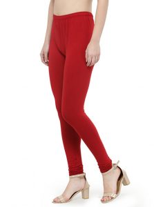 Maroon Color 4 Way Cotton Lycra Churidar Leggings