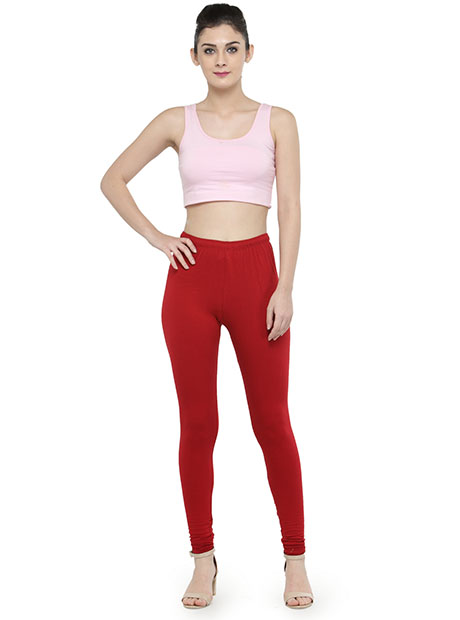 Maroon Color 4 Way Cotton Lycra Churidar Leggings