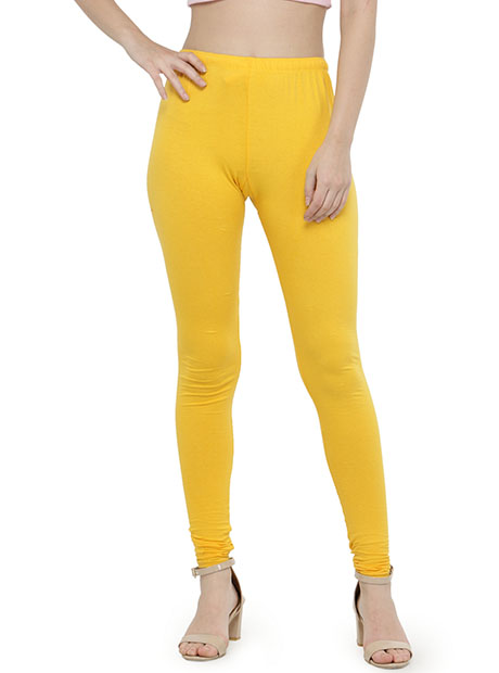 Mustard Color 4 Way Cotton Lycra Churidar Leggings