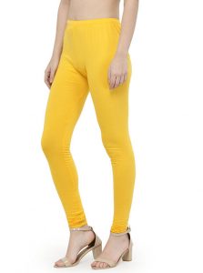 Mustard Color 4 Way Cotton Lycra Churidar Leggings