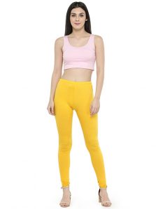 Mustard Color 4 Way Cotton Lycra Churidar Leggings