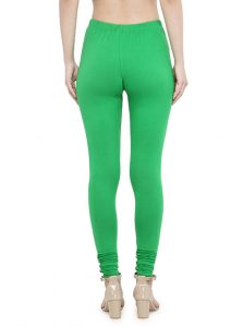 Green Color 4 Way Cotton Lycra Churidar Leggings