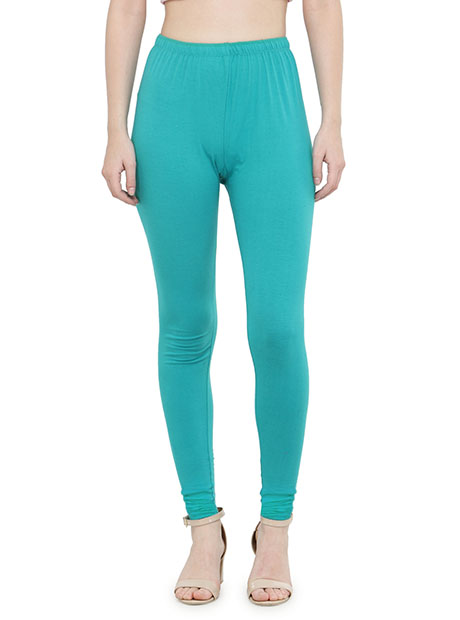 Turquoise Color 4 Way Cotton Lycra Churidar Leggings