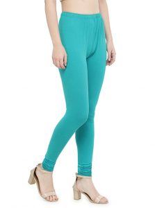 Turquoise Color 4 Way Cotton Lycra Churidar Leggings