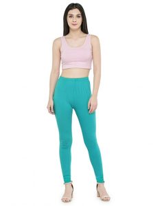 Turquoise Color 4 Way Cotton Lycra Churidar Leggings