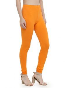 Orange Color 4 Way Cotton Lycra Churidar Leggings