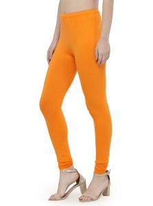 Orange Color 4 Way Cotton Lycra Churidar Leggings