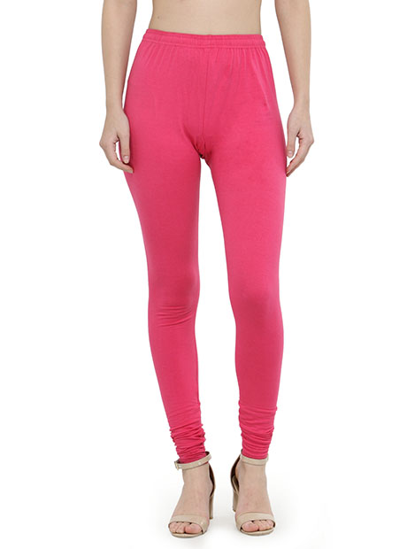 Pink Color 4 Way Cotton Lycra Churidar Leggings