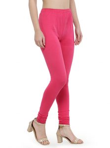 Pink Color 4 Way Cotton Lycra Churidar Leggings
