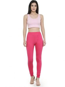 Pink Color 4 Way Cotton Lycra Churidar Leggings