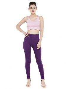 Buy Morrio Beige Cotton Lycra Ankle Length Legging,Small for Women at